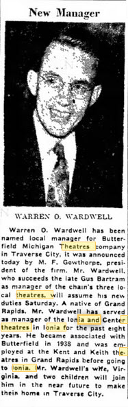 Center Theatre - Oct 10 1951 Mention Of Former Manager (newer photo)